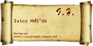 Ivicz Hédi névjegykártya